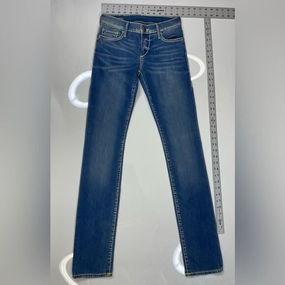 True Religion Cora Mid Rise Straight Denim Jeans Women Size 26 X 32 Neptune Blue - Picture 11 of 12